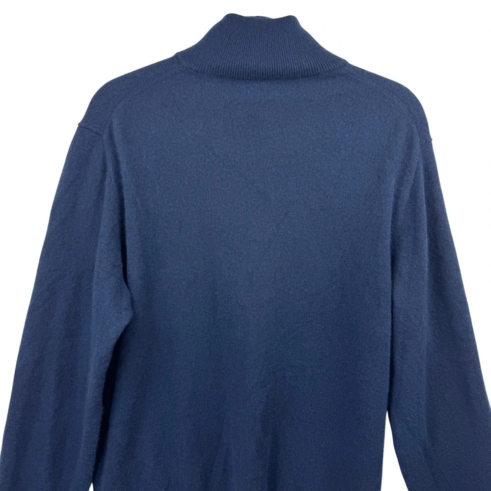 J. Crew Cashmere‎ Quarter Zip Sweater Mens XL Navy Blue Mock Neck Luxury Soft